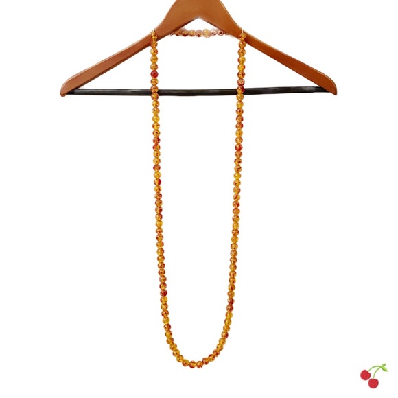 Yellow Amber Marble Long Necklace - Picture 2 of 3